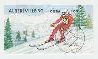 (1990-019) Блок марок  Куба "Скоростной спуск"    Зимние Олимпийские Игры 1992, Альбертвиль III Θ