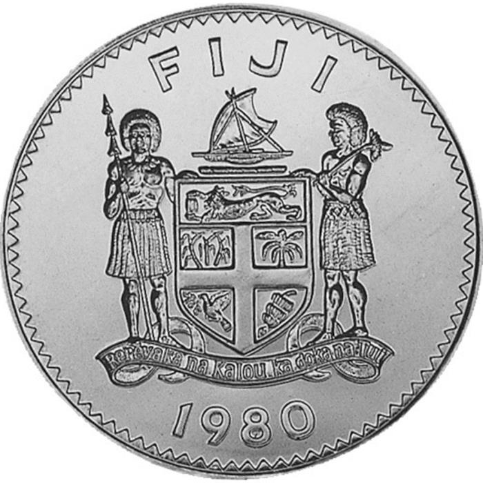 (1980) Монета Фиджи 1980 год 10 долларов &quot;10 лет Независимости&quot;  Серебро Ag 500  UNC