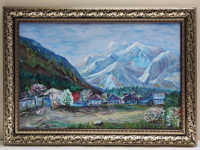 Картина Кавказские горы 1948 г Ягизаров Н. Д масло в раме 71 х 51 см