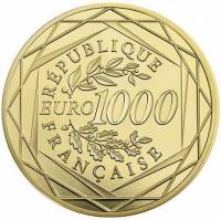 (№2016) Монета Франция 2016 год 1,000 Euro (Трилогия Петух)