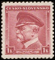 (1939-005) Марка Чехословакия "Т. Масарик"    Президент Массарик (Стандартный выпуск) III Θ