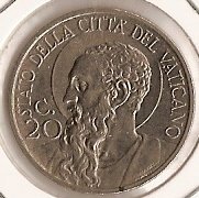 (№1933km13) Монета Ватикан 1933 год 20 Centesimi (Юбилейный 1933)