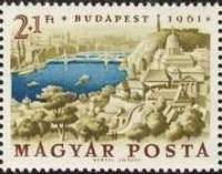 (1961-078) Марка Венгрия "Гора Геллерт и дворец Буда"    Международная выставка почтовых марок, Буда