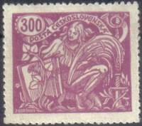 (1923-005) Марка Чехословакия "Аллегория (Сиреневая)"    Сельское хозяйство и наука (Стандартный вып
