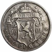 (№1901km6) Монета Кипр 1901 год 9 Piastres