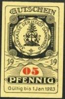 (№1919) Банкнота Германия 1919 год "5 Pfennig"