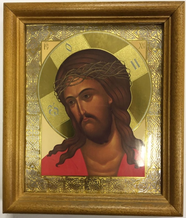 Икона &quot;Спаситель в терновом венце&quot;, дерево, стекло (сост. на фото)