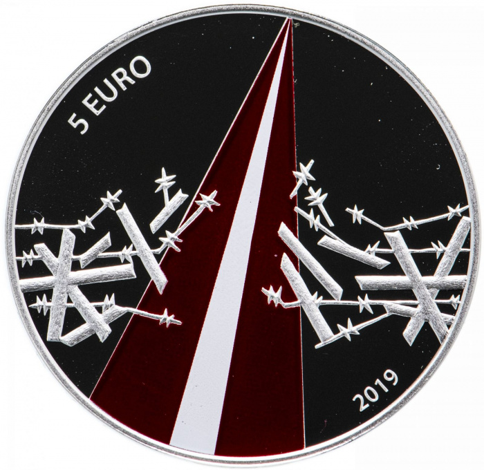 (2019) Монета Латвия 2019 год 5 евро &quot;Война за независимость. 100 лет&quot;  Серебро Ag 925  PROOF