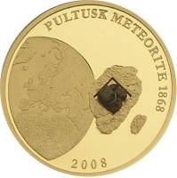 (№2008km1423) Монета Острова Кука 2008 год 25 Dollars (Метеорит Пултуск Польша)