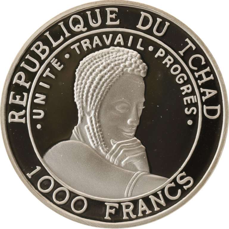 (1999) Монета Чад 1999 год 1000 франков &quot;ЧМ по Футболу Франция 1998&quot;  Серебро Ag 925  PROOF