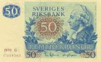 (,) Банкнота Швеция 1970 год 50 крон "Густав III"   UNC