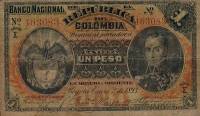 (№1893P-224) Банкнота Колумбия 1893 год "1 Peso"