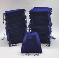 Мешочки для украшений Ppreciosa, подарков 12х10 см бархат синие плотные 41 штука 