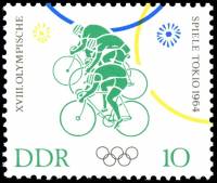 (1964-041) Марка Германия (ГДР) "Велоспорт (2)"    Летние ОИ 1964, Токио II Θ
