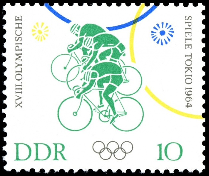 (1964-041) Марка Германия (ГДР) &quot;Велоспорт (2)&quot;    Летние ОИ 1964, Токио II Θ