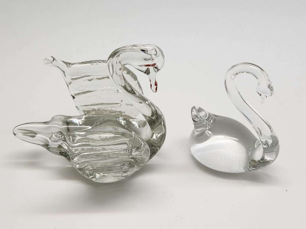 Хрустальные стеклянные лебеди СССР статуэтки 2 штуки