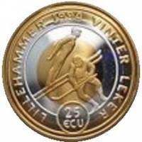 (№1994) Монета Норвегия 1994 год 25 Ecu (ХVII зимние Олимпийские игры в Лиллехаммере)