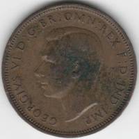 (1944) Монета Великобритания 1944 год 1/2 пенни "Галеон Золотая лань"  Медь  XF