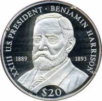 (№2000km890) Монета Либерия 2000 год 20 Dollars (23-й президент США Бенджамин Гаррисон)