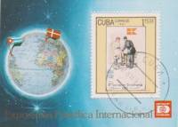 (1987-046) Блок марок  Куба "Почта в Дании"    Выставка почтовых марок, Копенгаген III Θ