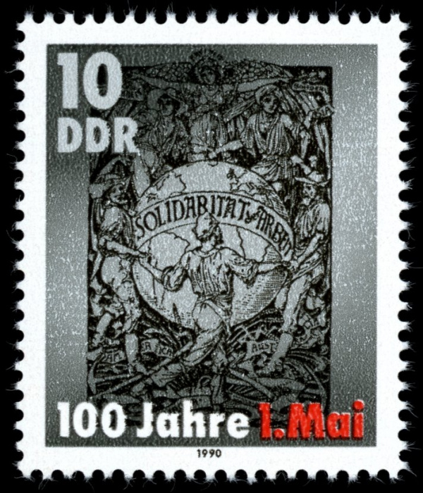 (1990-025) Марка Германия (ГДР) &quot;Орнамент (1890)&quot;    1 мая, 100 лет II Θ