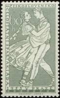 (1955-029) Марка Чехословакия "Танцующие люди"    1-я Национальная спартакиада, Прага II Θ