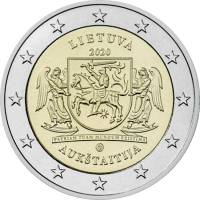 (009) Монета Литва 2020 год 2 евро "Аукштайтия"  Биметалл  UNC
