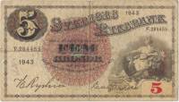 (1943) Банкнота Швеция 1943 год 5 крон "Густав I Васа"   VF