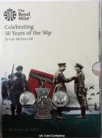2019 5 монет по 50 пенсов Набор Великобритания Военный 50 лет монете 50 пенсов  Буклет