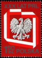 (1974-033) Марка Польша "Польский орел (красная)"    30-летие Польской народной республики III Θ