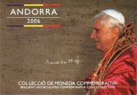 (2006, 6 монет) Набор монет Андорра 2005 год "Бенедикт XVI" Буклет  BU
