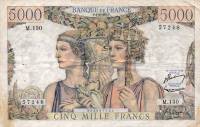 (№1953P-131c.2) Банкнота Франция 1953 год "5,000 Francs" (Подписи: J)