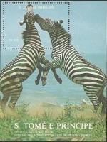 (№1992-281) Блок марок Сан-Томе и Принсипи 1992 год "Горная Зебра зебра equus по", Гашеный