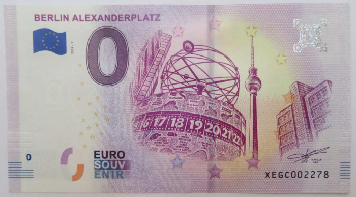 (2019) Банкнота Европа 2019 год 0 евро &quot;Александерплатц в Берлине&quot;   UNC