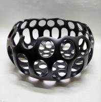 Кашпо блюдо ваза фруктовница перфора, черная смола 21х13 см