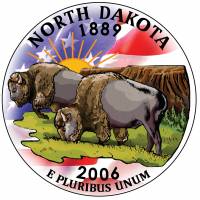 039d Монета США 2006 год 25 центов Северная Дакота  Вариант №2 Медь-Никель  COLOR. Цветная