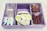 Набор декоративный 6 предметов свеча подсвечник арома палочкис подставкой арома бабочки 