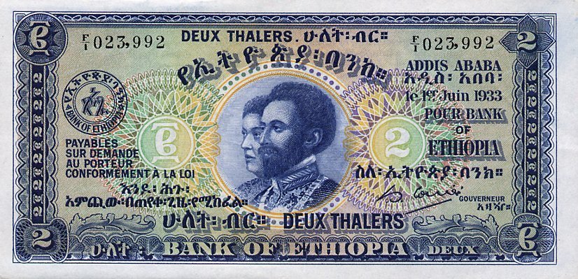 (№1933P-6) Банкнота Эфиопия 1933 год &quot;2 Thalers&quot;