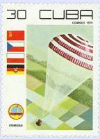 (1979-027) Марка Куба "Спуск капсулы с космонавтами"    День космонавтики III Θ