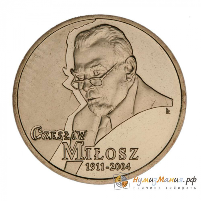 (216) Монета Польша 2011 год 2 злотых &quot;Чеслав Милош&quot;  Латунь  UNC