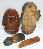 Панно настенные "Лица", 4 шт., дерево (сост. на фото)