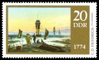 (1974-054) Марка Германия (ГДР) "Жизненные шаги"    Каспар Давид, живопись III Θ