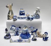 Фигурки статуэтки колокольчики гжель фарфор нецке набор 13 штук