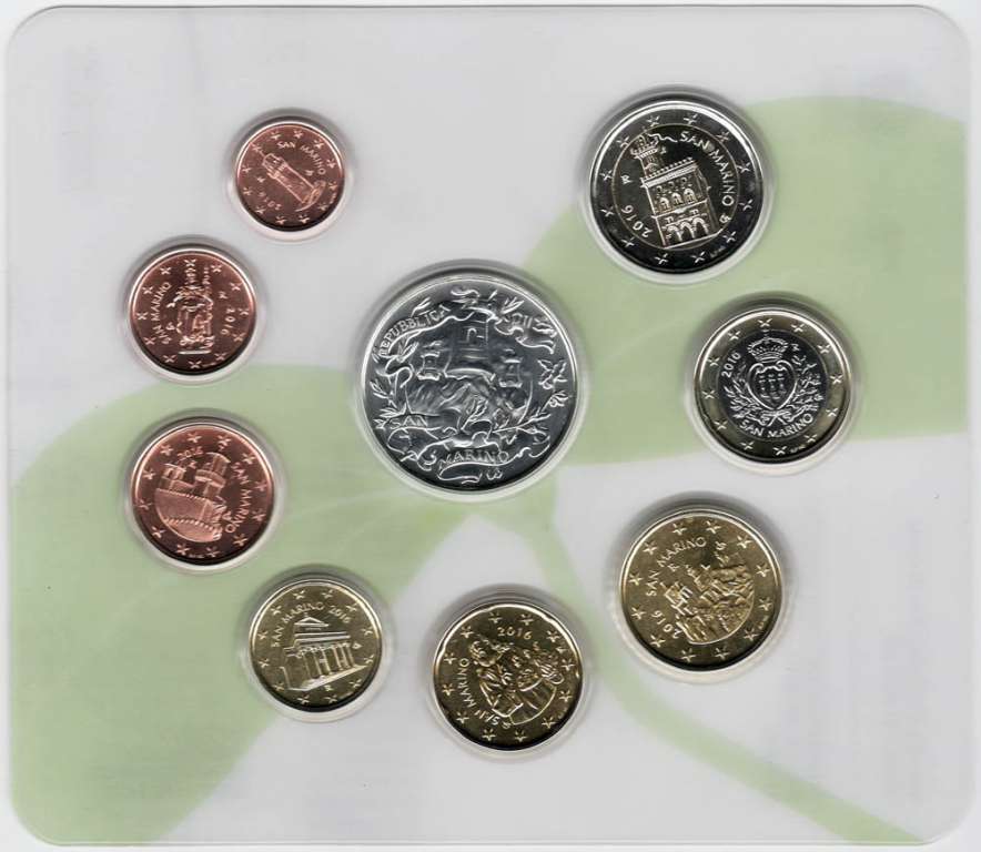 (2016, 9 монет) Набор монет Сан-Марино 2016 год &quot;Всемирный день Матери-Земли&quot;  Буклет