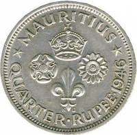 (№1946km18a) Монета Маврикий 1946 год frac14; Rupee