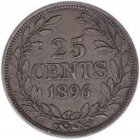 () Монета Либерия 1896 год 25  ""   Биметалл (Серебро - Ниобиум)  UNC