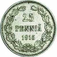 (1915, S) Монета Финляндия 1915 год 25 пенни   Серебро Ag 750  VF
