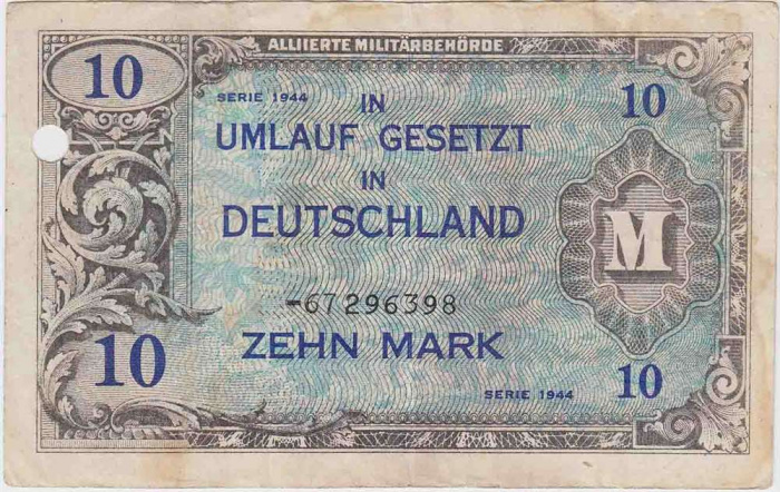 (1944) Банкнота Германия (Оккупация союзниками) 1944 год 10 марок    F