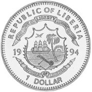 () Монета Либерия 1994 год 1  &quot;&quot;   Медь-Никель  UNC