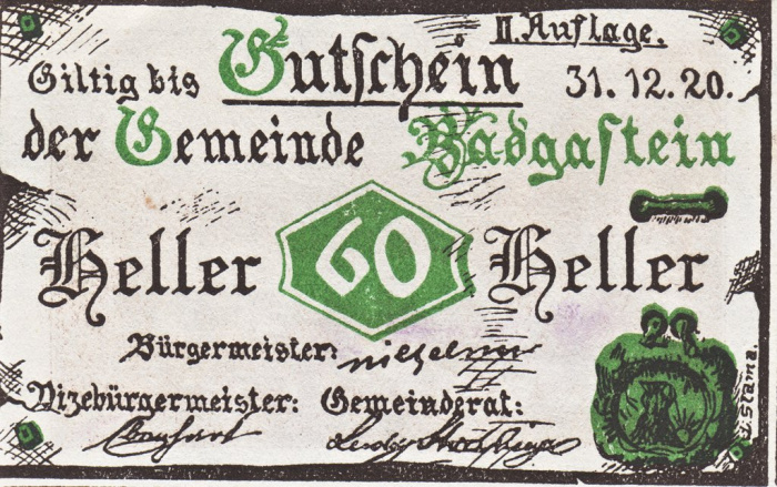 (№1920) Банкнота Австрия 1920 год &quot;60 Heller&quot;